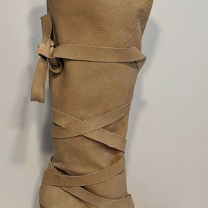 Shelly's Suede Tan Wrapped Heeled Boots Size 39 9